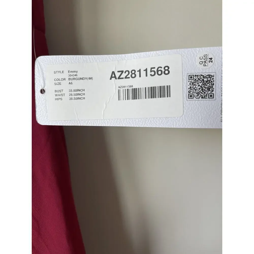 AZAZIE EMMY Flowy Pleated Chiffon Dress Women Size A6 Burgundy Midi $80 NWT​​​ - Picture 9 of 10